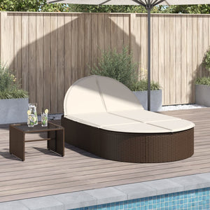 Lettino Prendisole con Cuscini Marrone in Polyrattan 368647