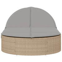 Lettino Prendisole con Cuscini Beige in Polyrattan 368649