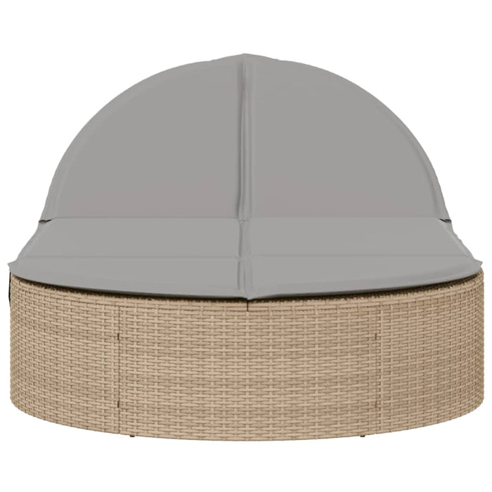 Lettino Prendisole con Cuscini Beige in Polyrattan 368649