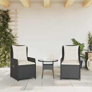 Sedie da Giardino Reclinabili 2 pz Nere in Polyrattan 368652