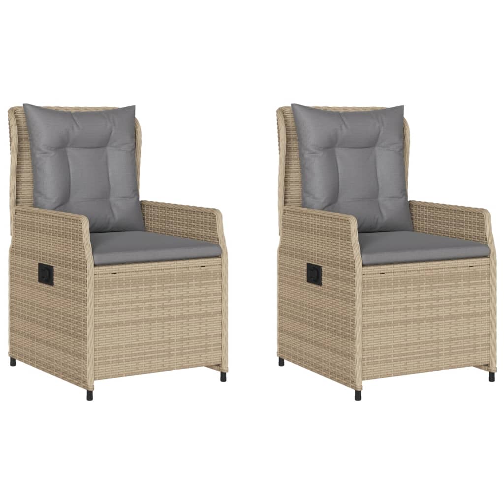 Sedie da Giardino Reclinabili 2 pz Beige Polyrattan 368655