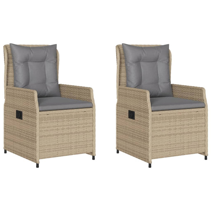 Sedie da Giardino Reclinabili 2 pz Beige Polyrattan 368655