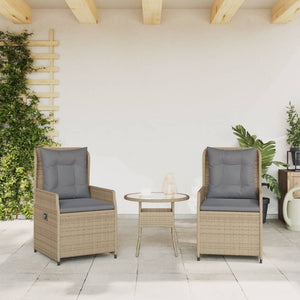 Sedie da Giardino Reclinabili 2 pz Beige Polyrattan 368655