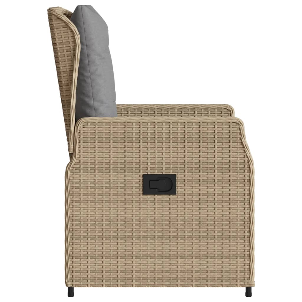 Sedie da Giardino Reclinabili 2 pz Beige Polyrattan 368655