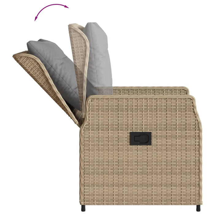 Sedie da Giardino Reclinabili 2 pz Beige Polyrattan 368655