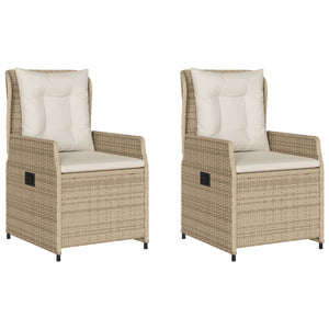 Sedie da Giardino Reclinabili 2 pz Beige Polyrattan 368656