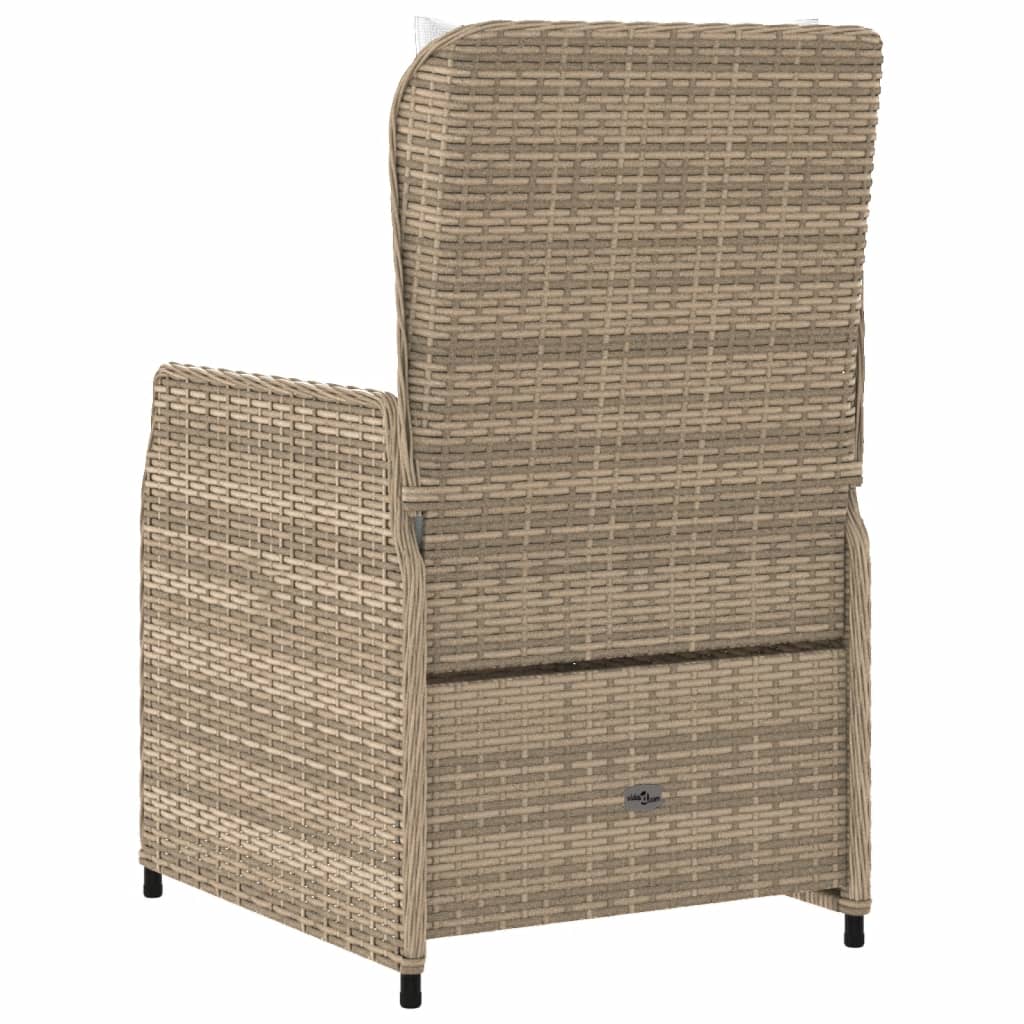 Sedie da Giardino Reclinabili 2 pz Beige Polyrattan 368656