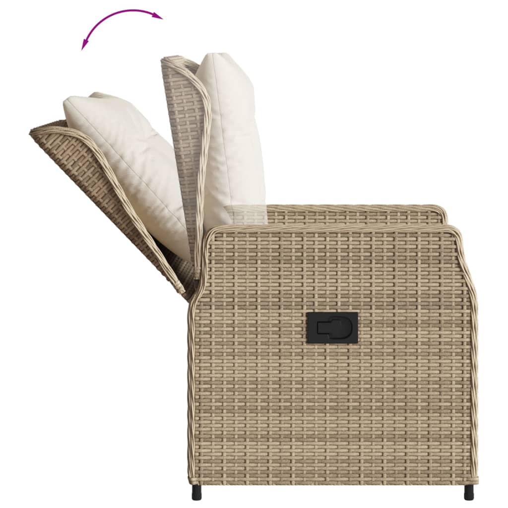 Sedie da Giardino Reclinabili 2 pz Beige Polyrattan 368656