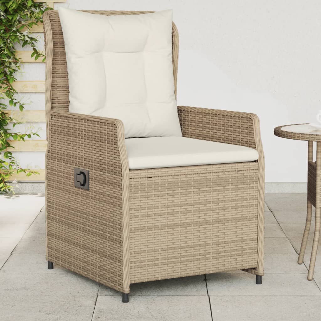 Sedie da Giardino Reclinabili 2 pz Beige Polyrattan 368656