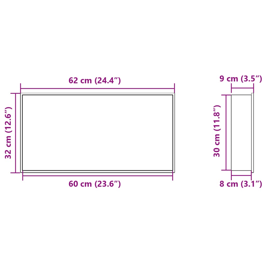 Nicchia per Doccia Nero Opaco 62x32x9cm in Acciaio Inox 4005130