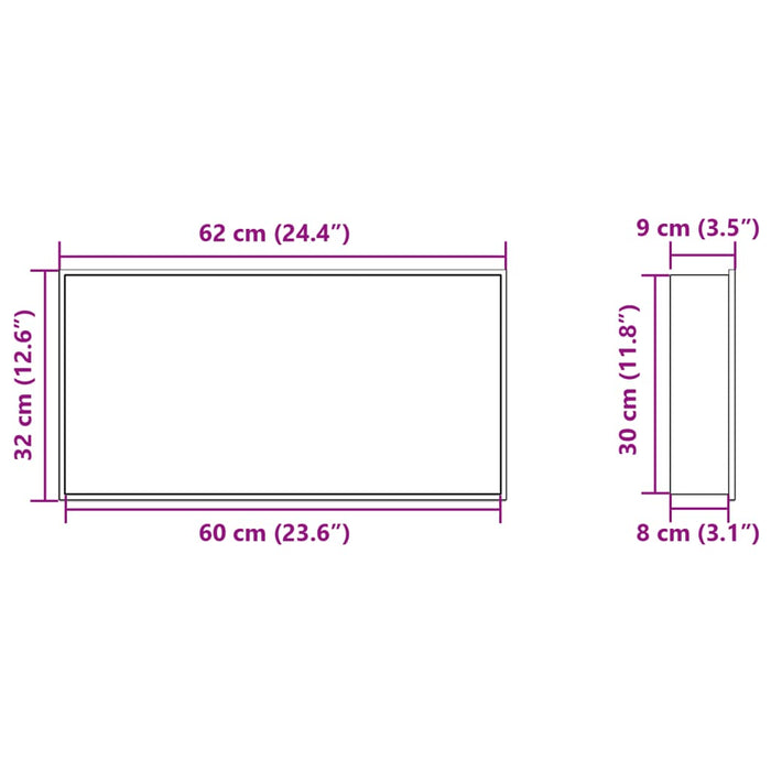 Nicchia per Doccia Bianco Opaco 62x32x9cm in Acciaio Inox 4005131