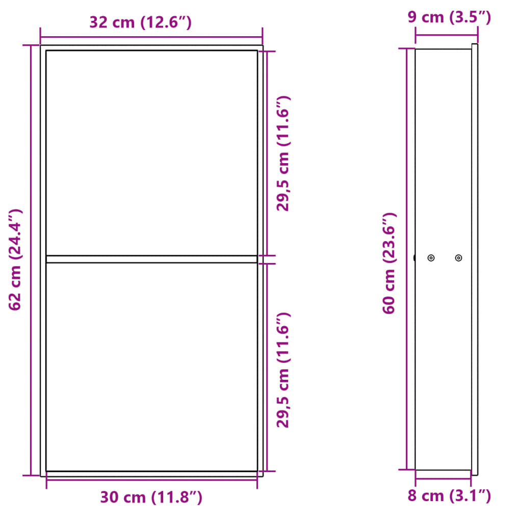 Nicchia per Doccia Argento Spazzolato 32x62x9cm in Acciaio Inox 4005132