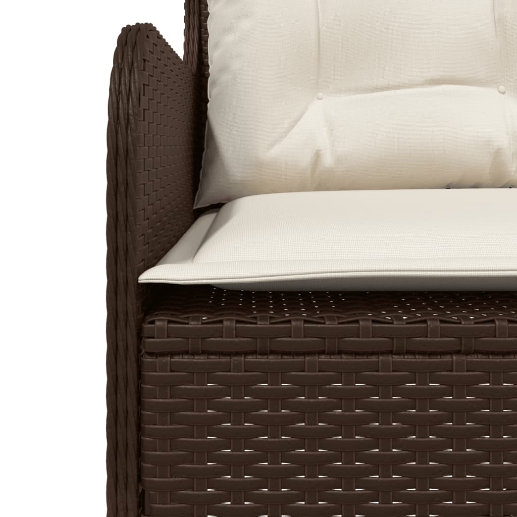 Divano da Giardino con Cuscini a L Marrone in Polyrattan 369001