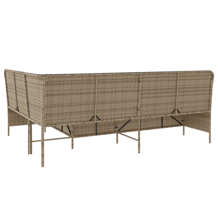 Divano da Giardino con Cuscini a L Beige in Polyrattan 369003