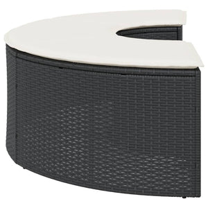 Poggiapiedi da Giardino con Cuscino in Polyrattan Nero 369087