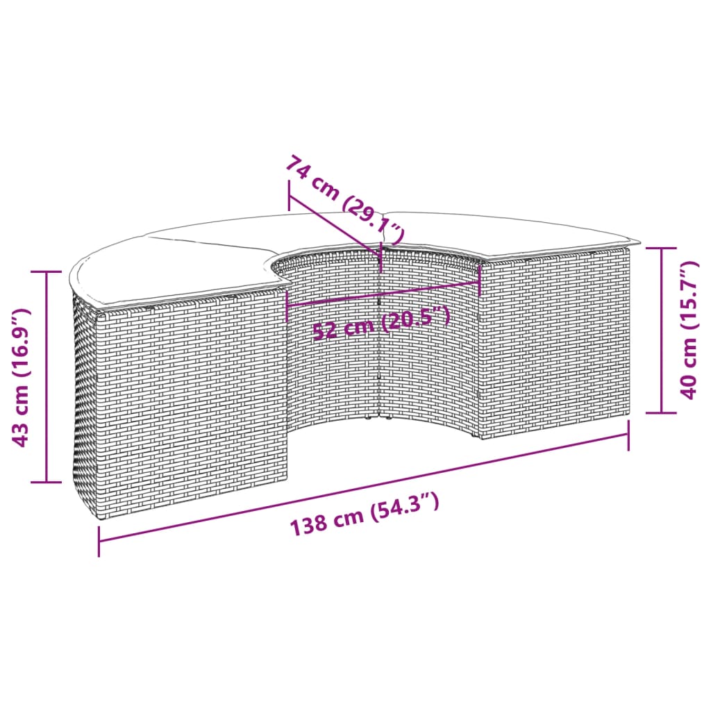 Poggiapiedi da Giardino con Cuscino in Polyrattan Nero 369087