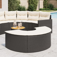 Poggiapiedi da Giardino con Cuscino in Polyrattan Nero 369087