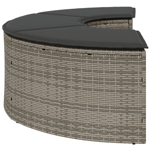 Poggiapiedi da Giardino con Cuscino in Polyrattan Grigio 369088