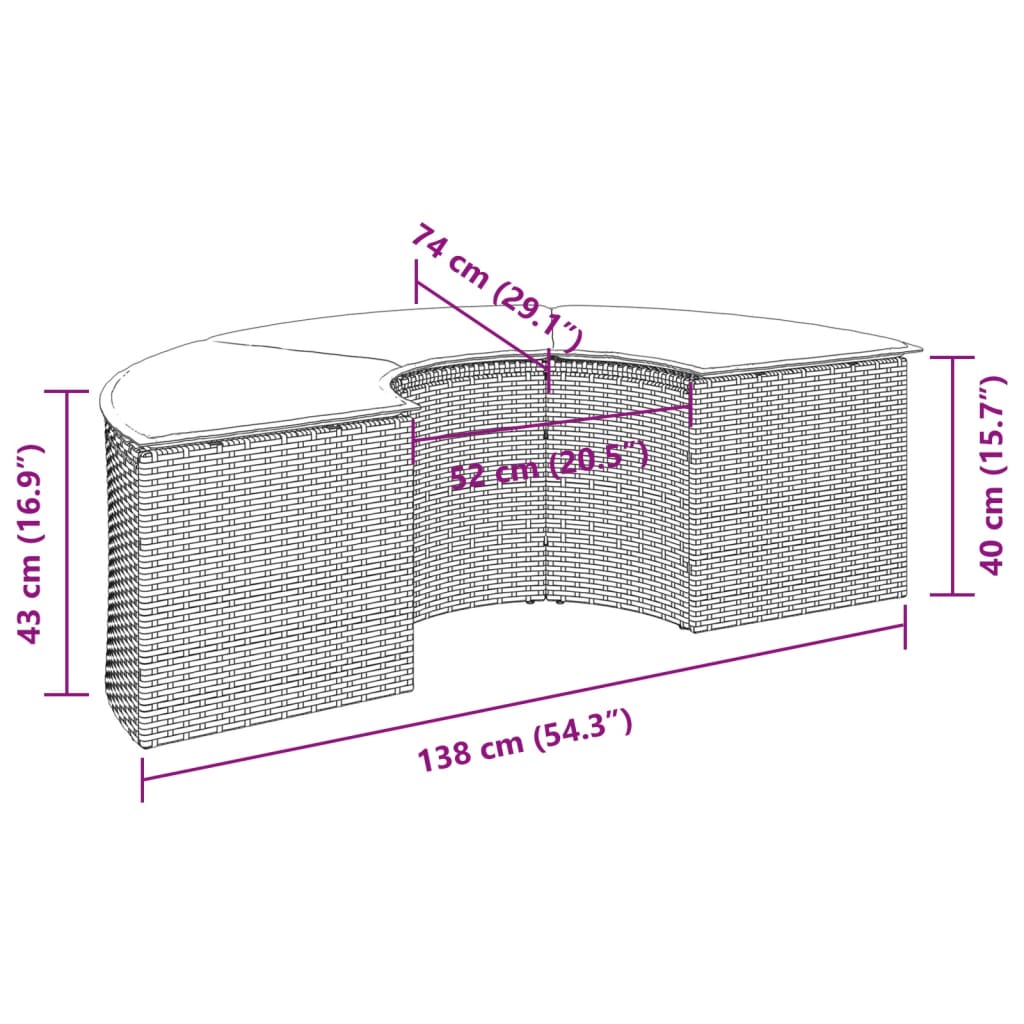 Poggiapiedi da Giardino con Cuscino in Polyrattan Grigio 369088