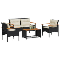 Set Divani da Giardino 4 pz con Cuscini Nero in Polyrattan 368398