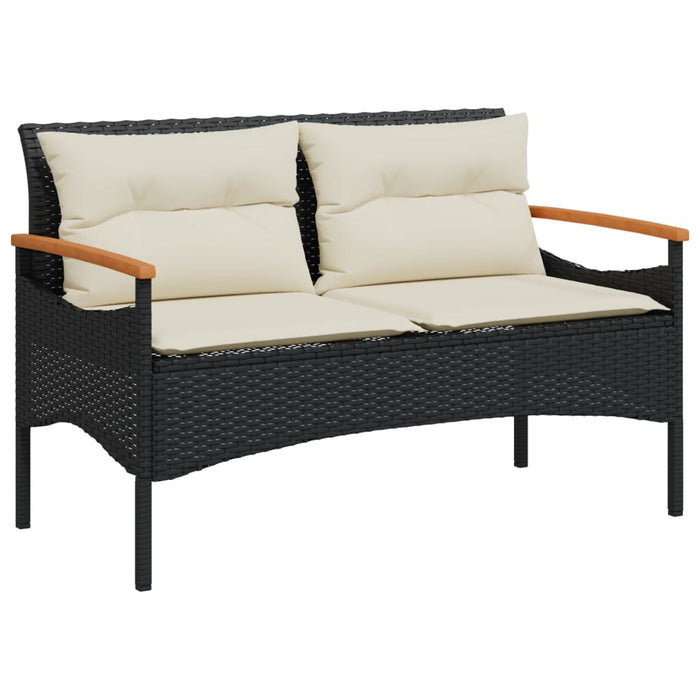 Panchina da Giardino con Cuscini 116x62,5x74 cm Nera Polyrattan 368401