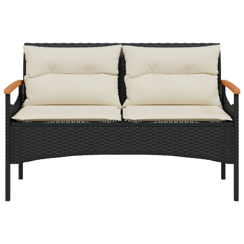 Panchina da Giardino con Cuscini 116x62,5x74 cm Nera Polyrattan 368401