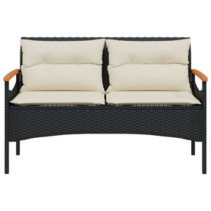 Panchina da Giardino con Cuscini 116x62,5x74 cm Nera Polyrattan 368401