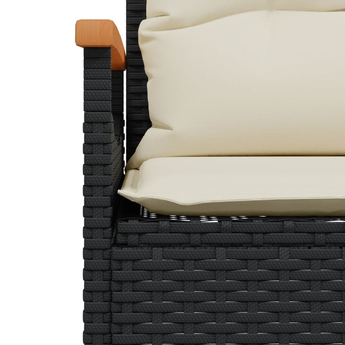 Panchina da Giardino con Cuscini 116x62,5x74 cm Nera Polyrattan 368401