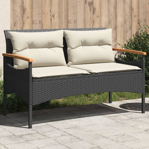 Panchina da Giardino con Cuscini 116x62,5x74 cm Nera Polyrattan 368401