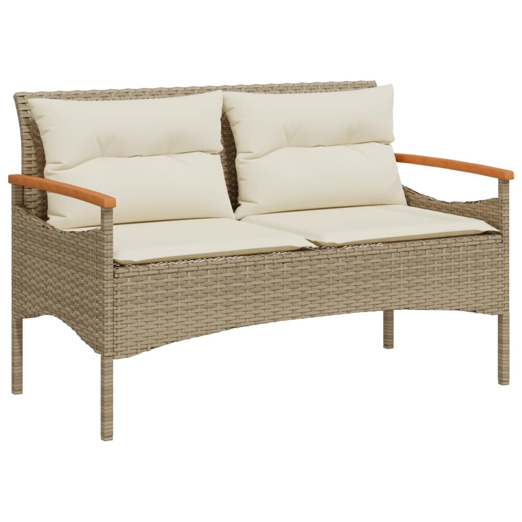 Panchina da Giardino con Cuscini 116x62,5x74cm Beige Polyrattan 368403