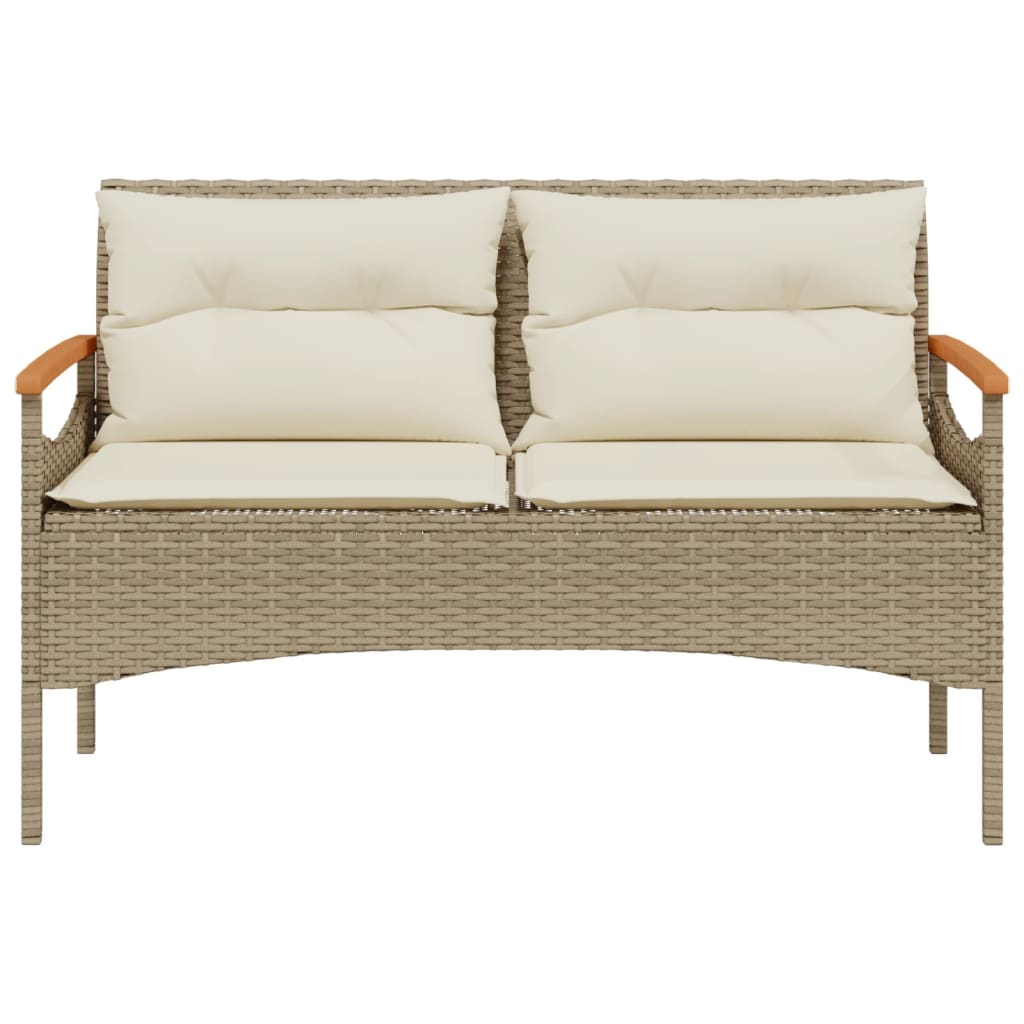 Panchina da Giardino con Cuscini 116x62,5x74cm Beige Polyrattan 368403