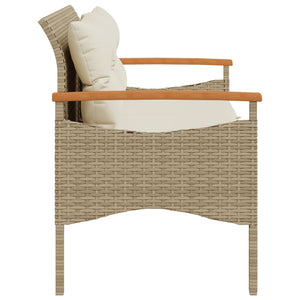 Panchina da Giardino con Cuscini 116x62,5x74cm Beige Polyrattan 368403