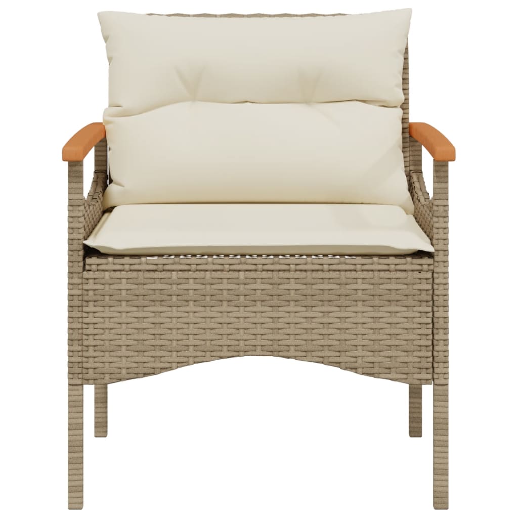 Set Divano da Giardino 3 pz con Cuscini Beige in Polyrattan 368406