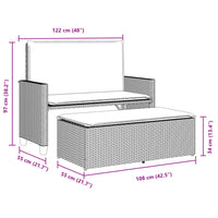 Panca Giardino Cuscini e Poggiapiedi Grigio Chiaro Polyrattan 368412