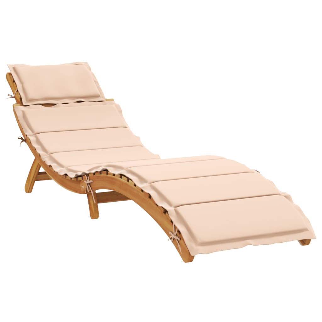 Lettini Prendisole con Cuscini 2 pz Beige Legno Massello Acacia 3214835