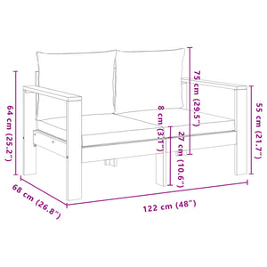 Set Divano da Giardino 3pz con Cuscini Legno Massello di Acacia 3214839