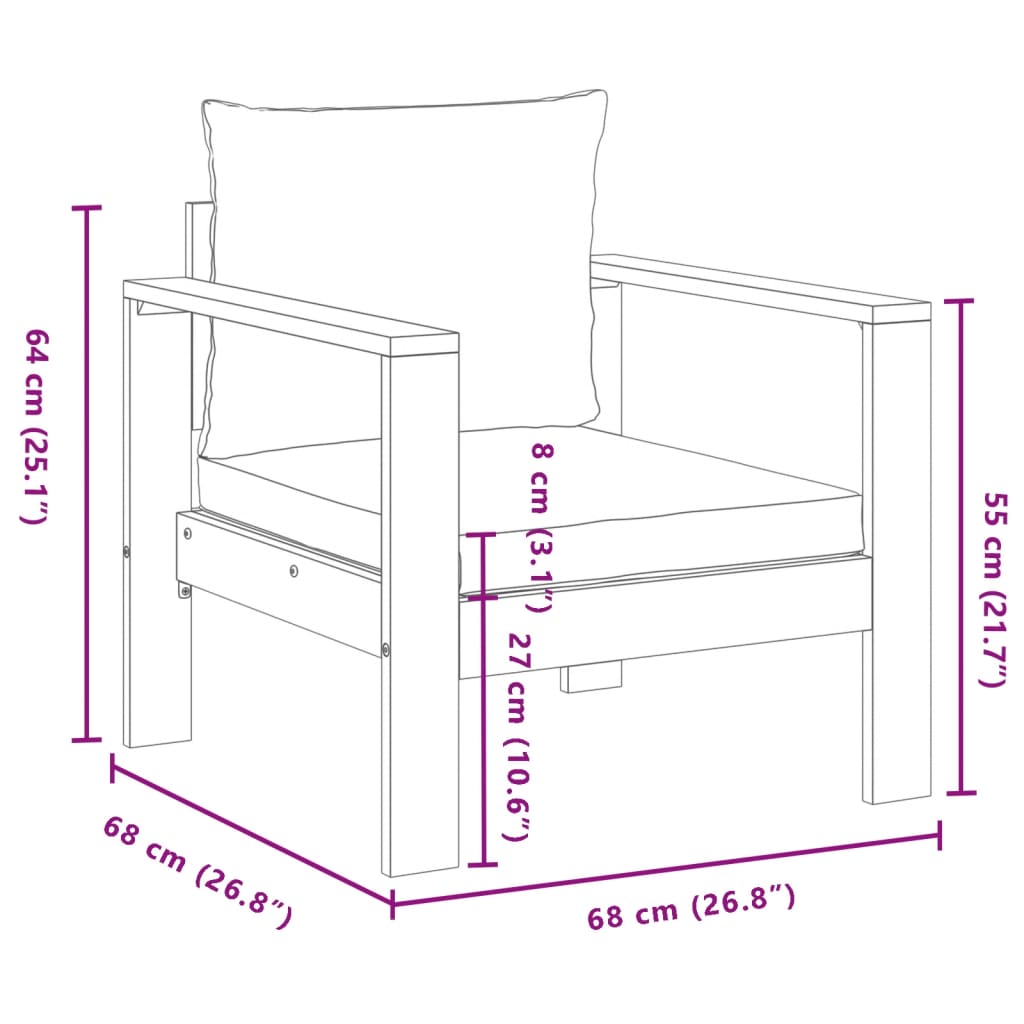 Set Divano da Giardino 5 pz con Cuscini Legno Massello Acacia 3214842