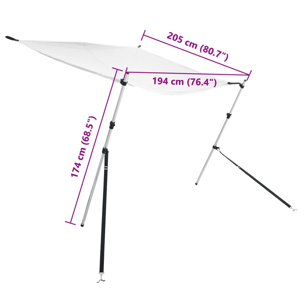 Set Estensione Tendalino a T Bianco 174x205x(115-194) cm 3217201