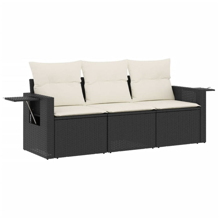 Set Divani da Giardino 3 pz con Cuscini in Polyrattan Nero 3219855