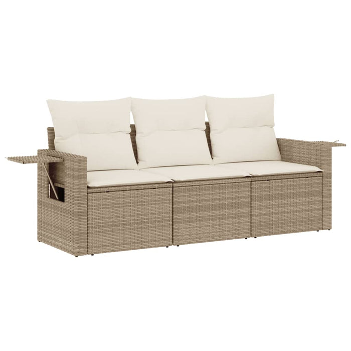 Set Divano da Giardino 3 pz con Cuscini Beige in Polyrattan 3219857