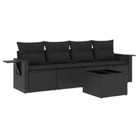 Set Divani da Giardino 5 pz con Cuscini in Polyrattan Nero 3219884