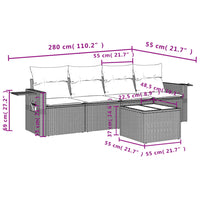 Set Divani da Giardino 5 pz con Cuscini in Polyrattan Nero 3219884