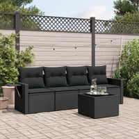 Set Divani da Giardino 5 pz con Cuscini in Polyrattan Nero 3219884