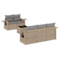 Set Divano da Giardino 6 pz con Cuscini Beige in Polyrattan 3219898