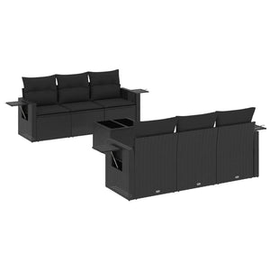 Set Divani da Giardino con Cuscini 7pz Nero Polyrattan 3219904