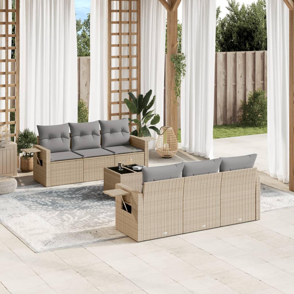 Set Divani da Giardino 7 pz con Cuscini Beige in Polyrattancod mxl 89250