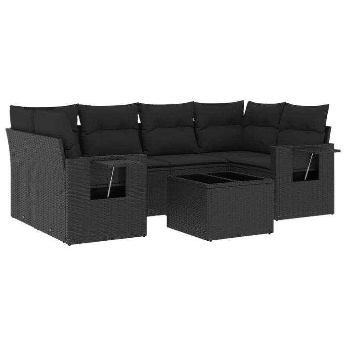 Set Divani da Giardino con Cuscini 7pz Nero Polyrattan 3219914