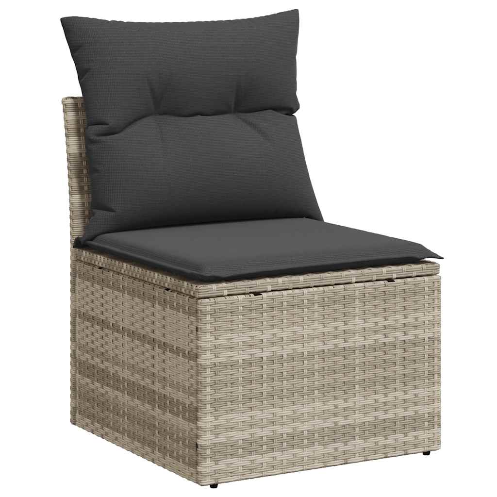 Set Divani da Giardino 7pz con Cuscini Grigio Chiaro Polyrattan 3219921