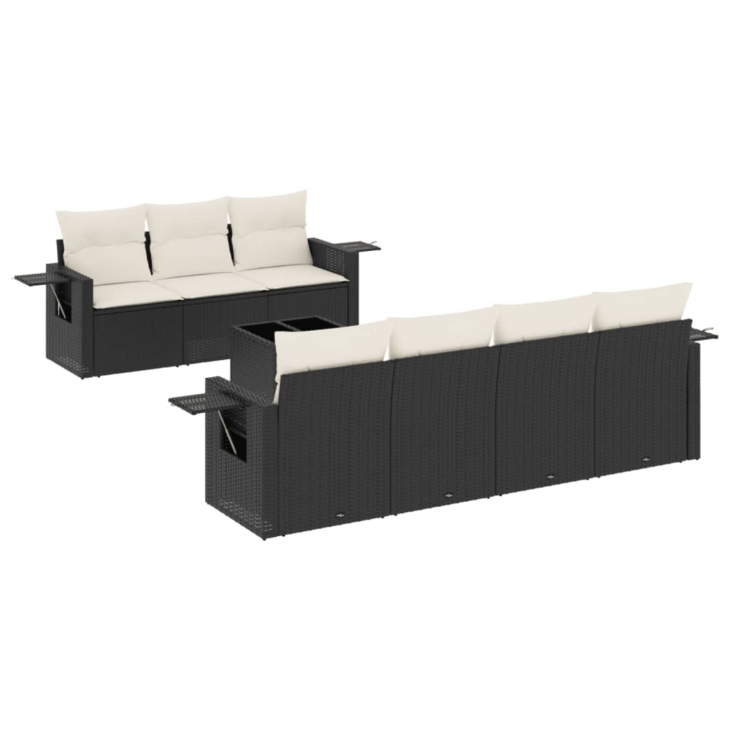 Set Divani da Giardino con Cuscini 8 pz Nero in Polyrattan 3219925