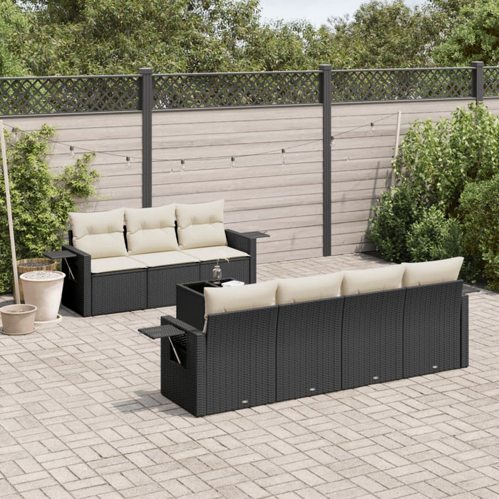 Set Divani da Giardino con Cuscini 8 pz Nero in Polyrattan 3219925